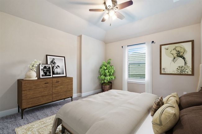Carpeted bedroom with baseboards and ceiling fan | Image 26