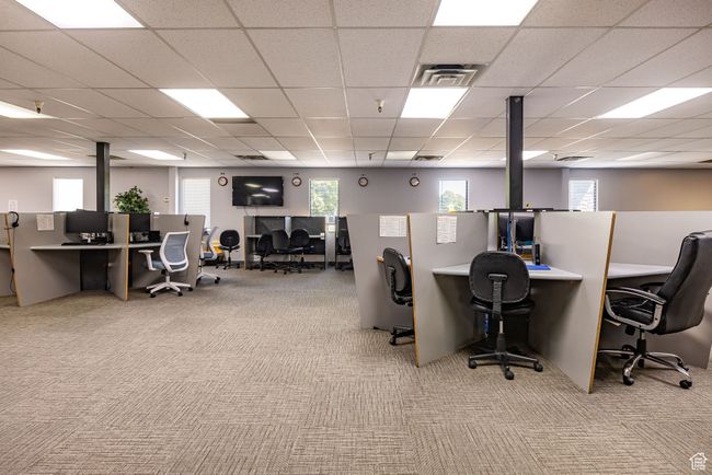Office with carpet and a drop ceiling | Image 7
