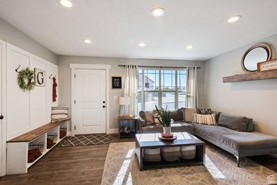 Living room with dark hardwood / wood-style floors | Image 2