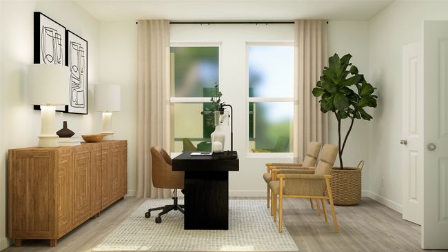 Office area featuring light wood-style flooring and baseboards | Image 11