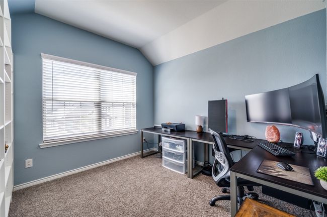 Office with baseboards, vaulted ceiling, and carpet flooring | Image 20