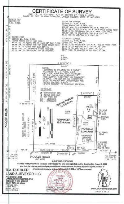 000 Hough Road, Home with 0 bedrooms, 0 bathrooms and null parking in Almont MI | Image 1