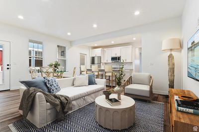 Living room featuring dark wood-type flooring | Image 2