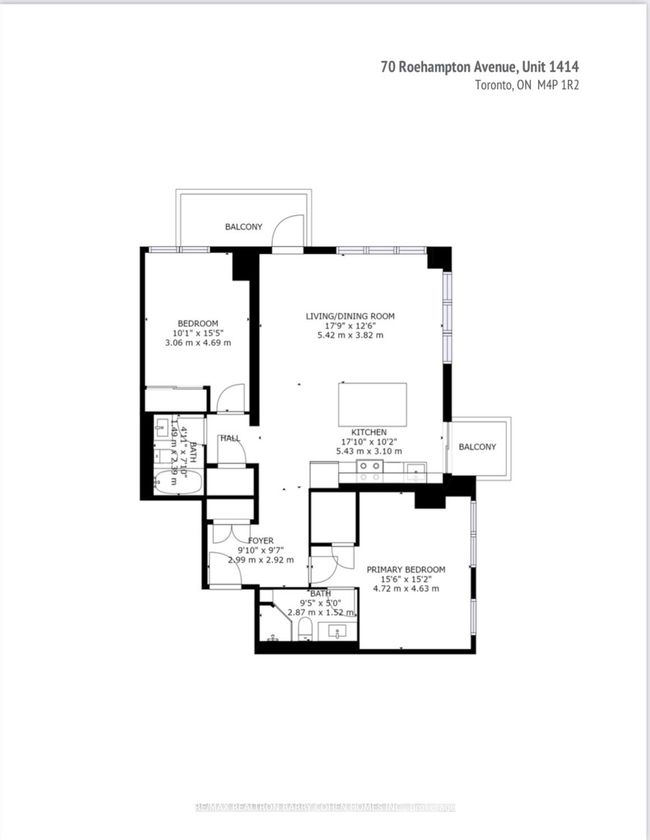 1414 - 70 Roehampton Ave, Condo with 2 bedrooms, 2 bathrooms and 1 parking in Toronto ON | Image 24