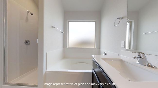 Full bathroom with a shower stall, vanity, and a bath | Image 16