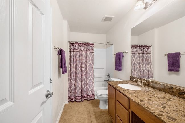 Secondary Bathroom flooring, shower / bathtub large spacious vanity | Image 25