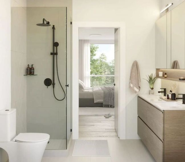 Bathroom with a walk in shower, vanity, ensuite bathroom, and tile patterned flooring | Image 5